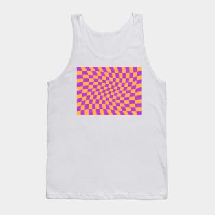 Twisted Checkered Square Pattern - Orange & Purple Tank Top